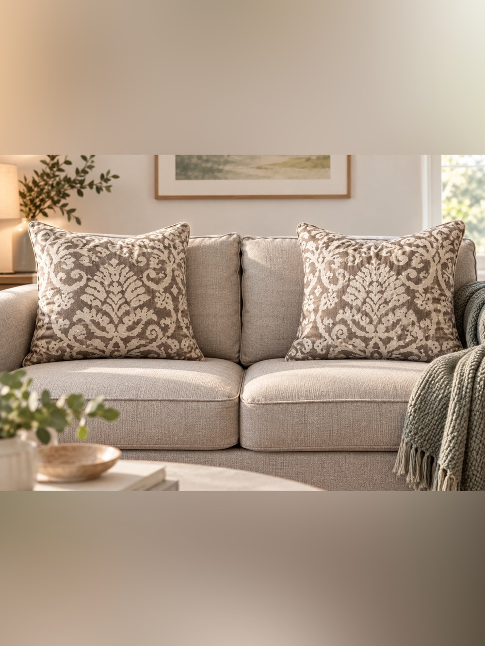 FEATHER Filled Large Soft Throw Pillow insert&cover hypoallergenic French Style